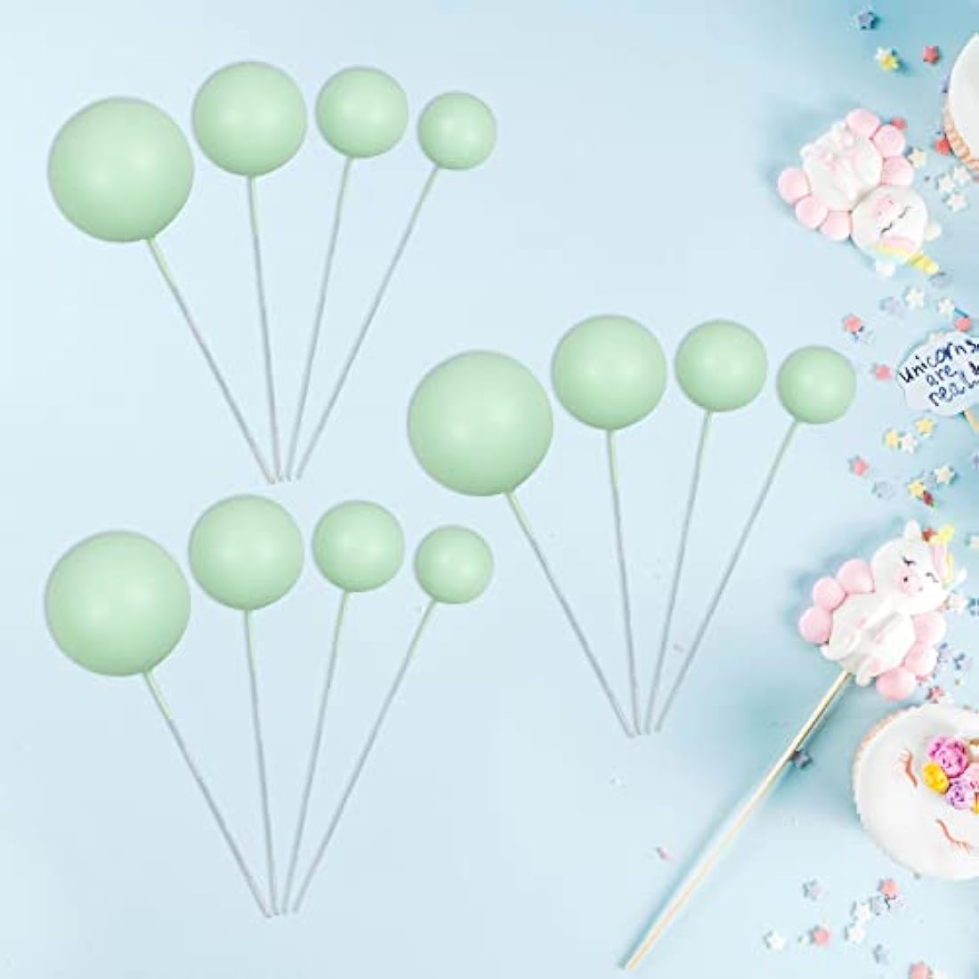 Gyufise 30Pcs Foam Ball Cake Toppers – Rose Gold & White Party Decorations