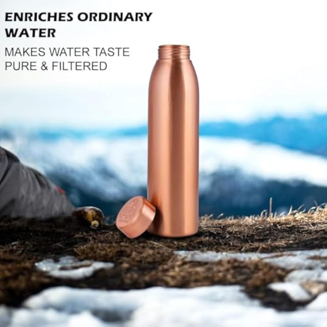 Pure Copper Water Bottle 1L - Ayurvedic Vessel (Set of 3)