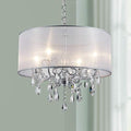 Bestier Crystal Drum Pendant Chandelier | 4-Light Chrome Ceiling Fixture