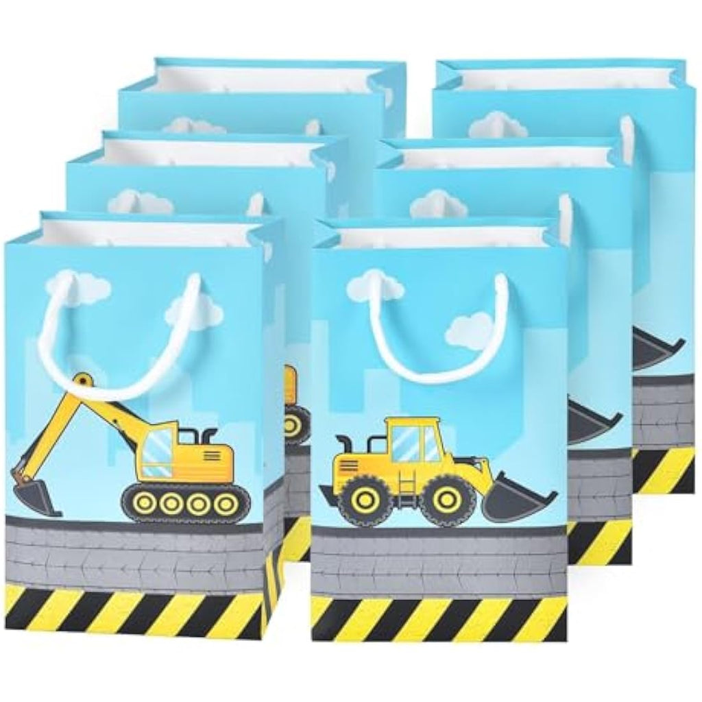 WERNNSAI Construction Party Favor Bags | 16 Pack Truck Gift Bags with Handles