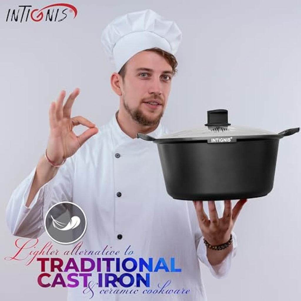INTIGNIS 32cm Large Casserole Pot – 10L Ceramic Non-Stick Induction Pot