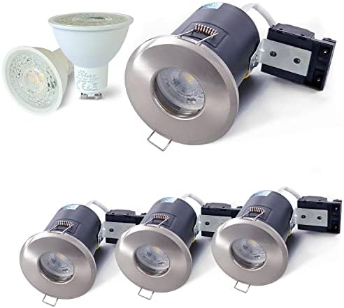 Sweier 90-Min Fire Rated IP65 Bathroom LED Downlights | 4-Pack Satin Nickel