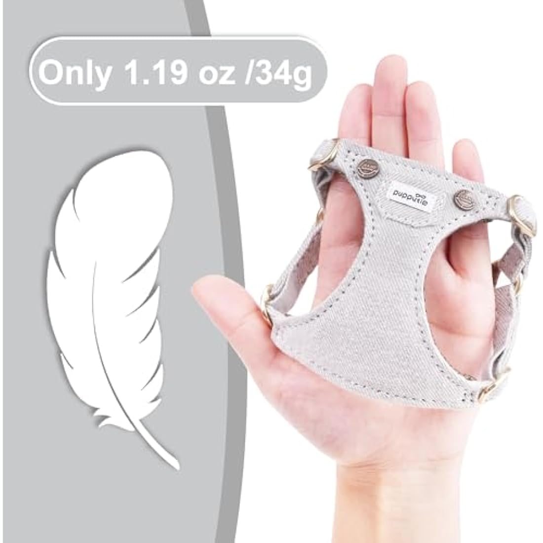 Puppytie No Pull Dog Harness | Lightweight Denim Grey Escape Proof - XS