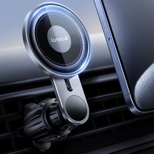 Lamicall MagSafe Car Mount – HD Glass Magnetic Air Vent Phone Holder