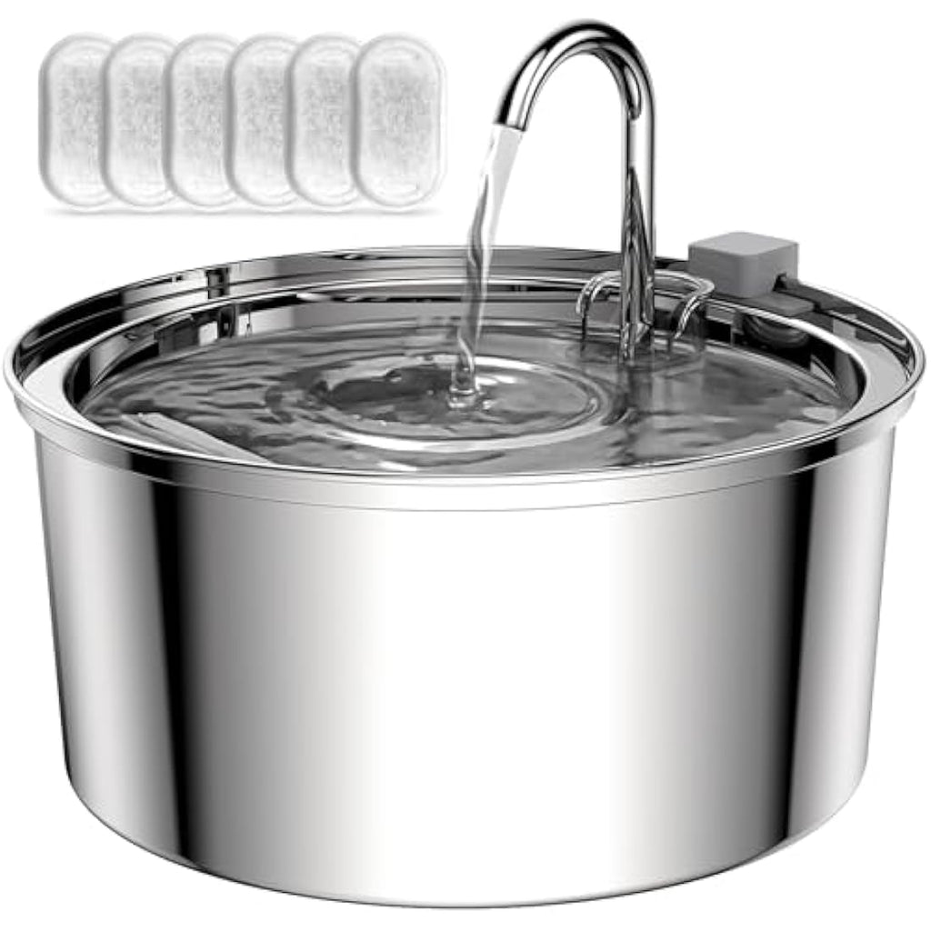 TOMXCUTE 3.2L Stainless Steel Cat Water Fountain | Ultra-Quiet Pet Dispenser
