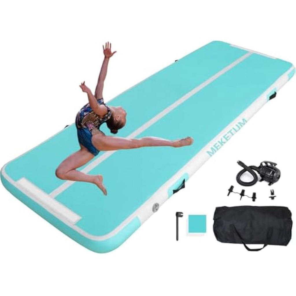 MEKETUM Inflatable Air Tumble Track Gymnastic Mat with Electric Pump