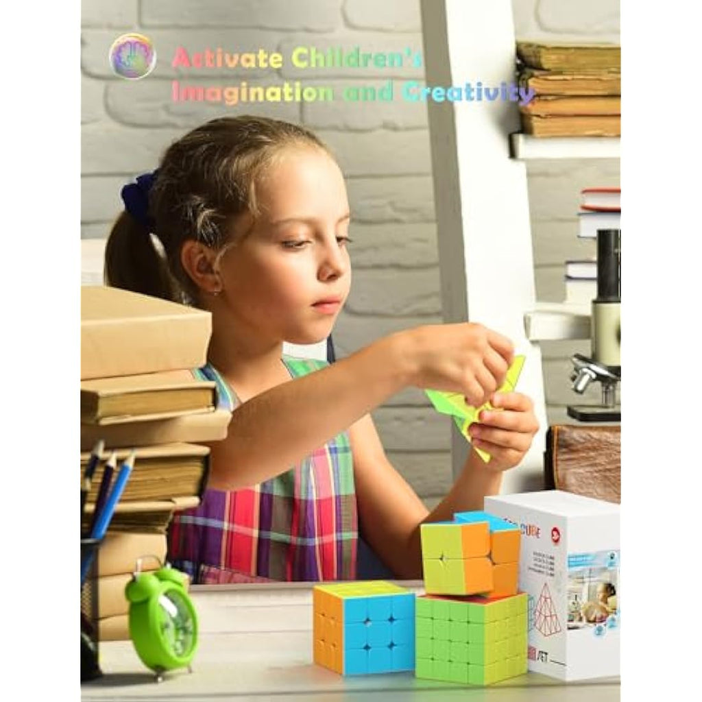 Roxenda Speed Cube Set | 2x2 3x3 4x4 Pyramid Stickerless Magic Cubes