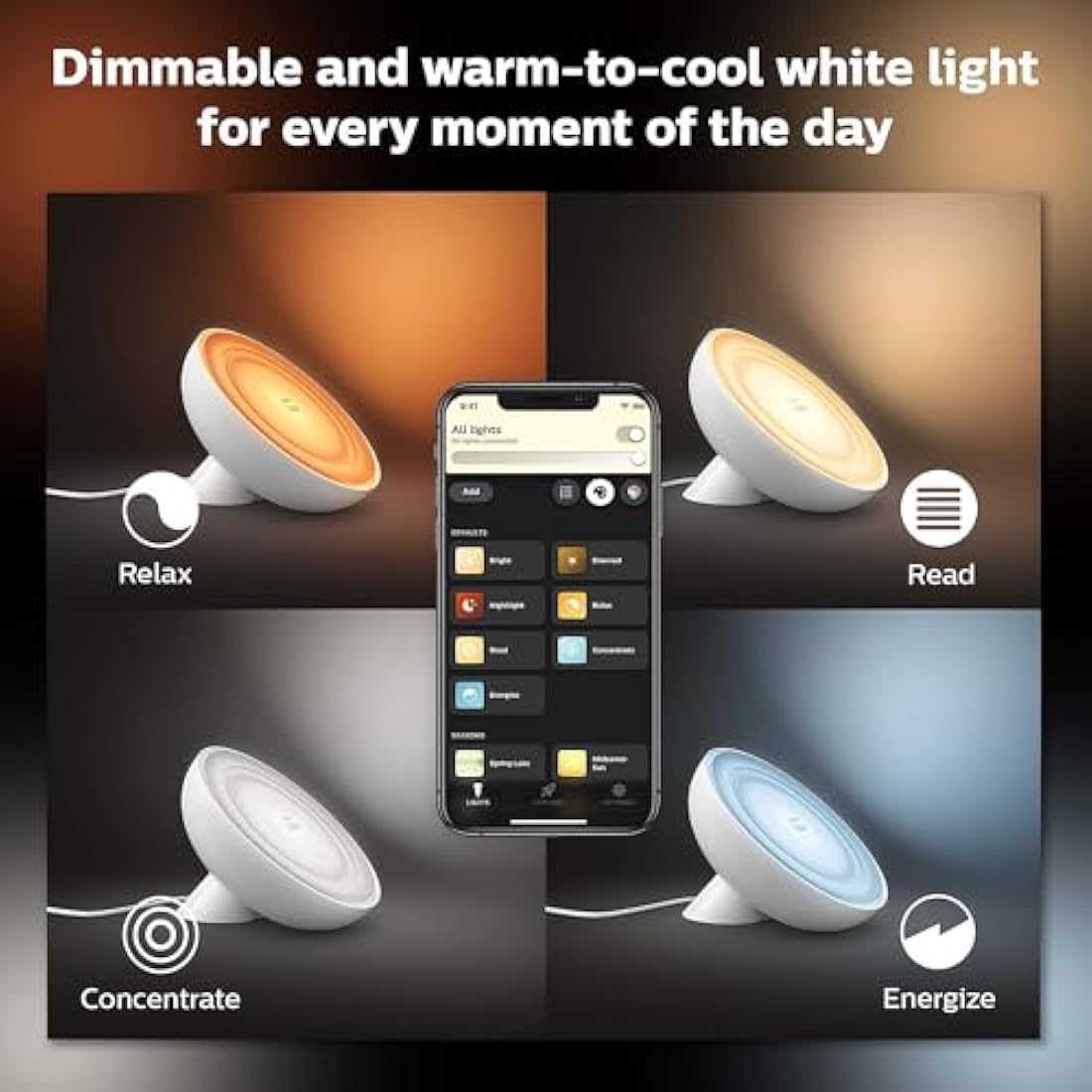 Philips Hue Bloom Smart LED Table Lamp – White & Color Ambiance