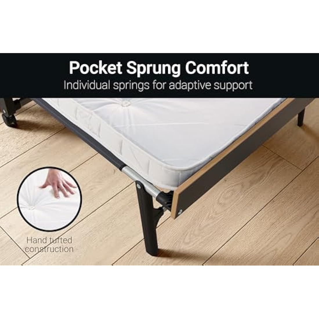 JAY-BE GP80 Single Folding Guest Bed | e-Pocket Sprung Mattress