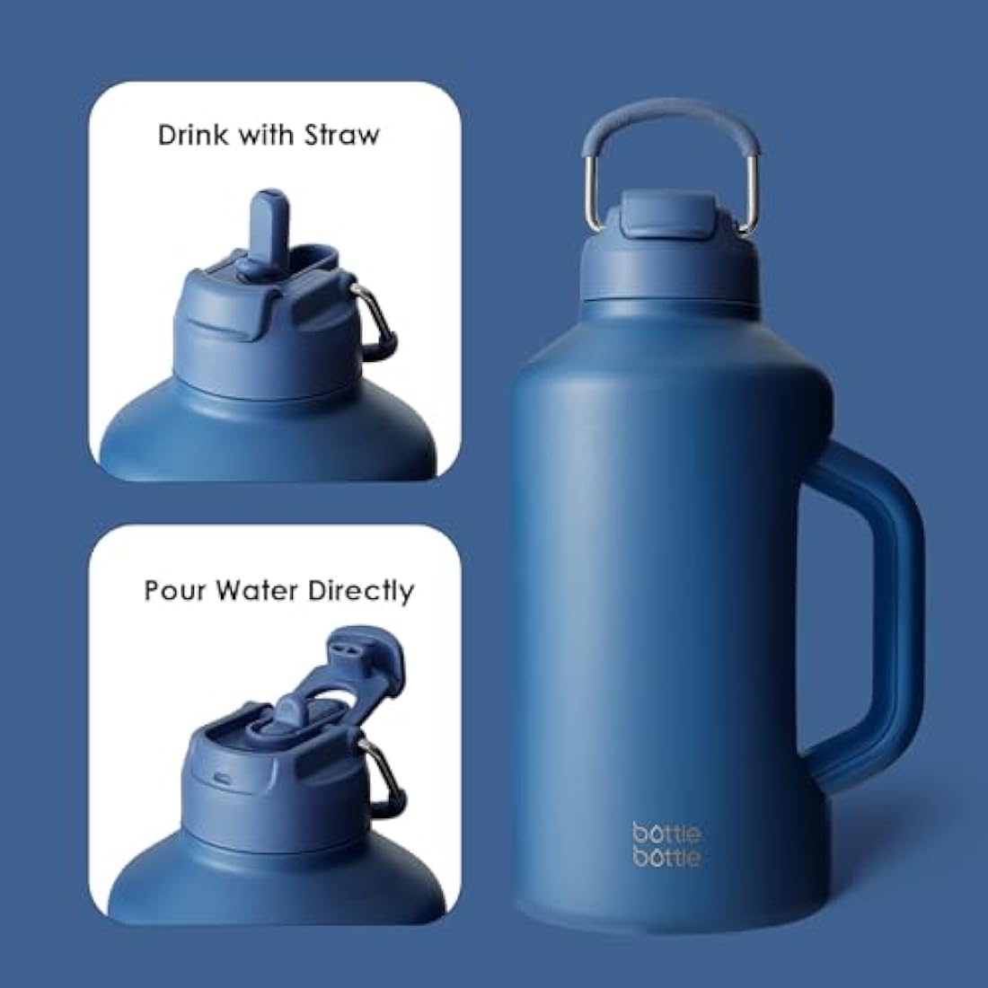64 oz Insulated Stainless Steel Water Bottle – Blue