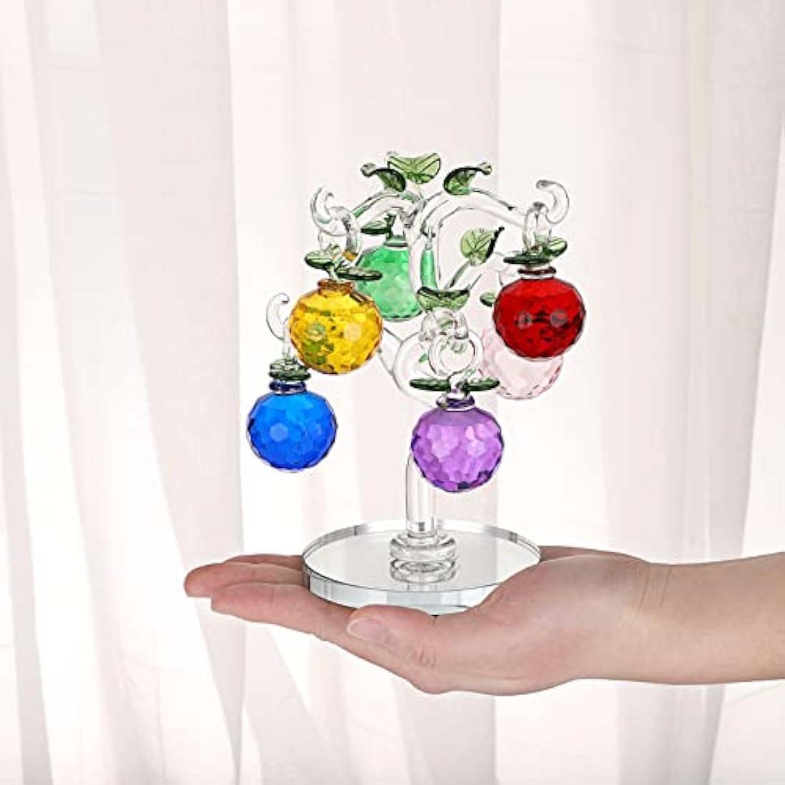 Crystal Glass Apple Tree – Feng Shui Table Decor with 6 Apples