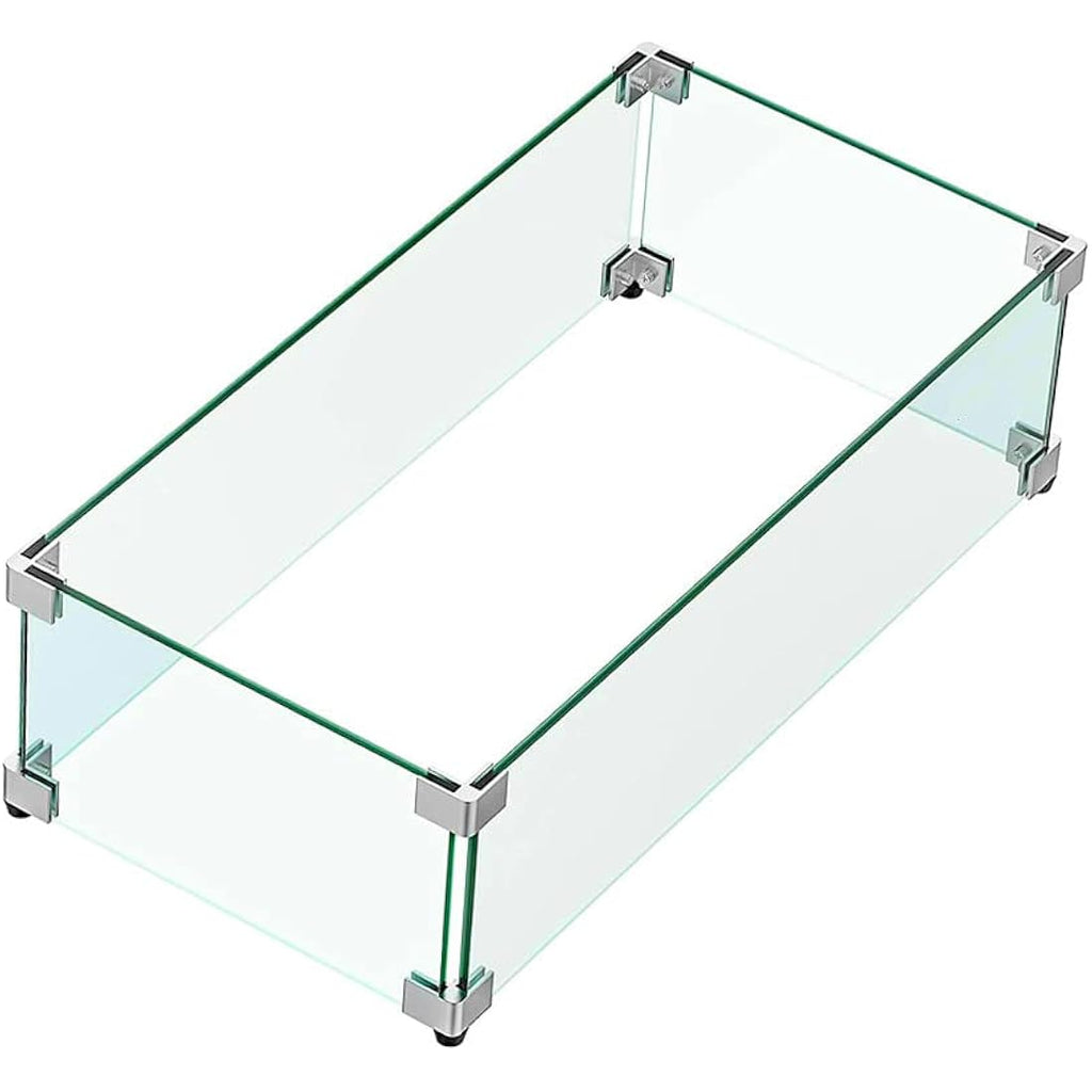 35.5" Fire Pit Glass Wind Guard | Tempered Flame Shield