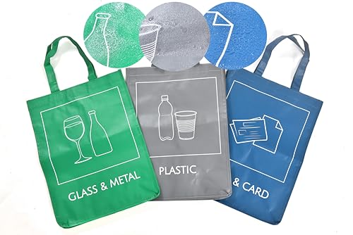 NYS CLOUD Reusable Recycling Bin Bags | 3-Pack Waterproof Waste Sorter