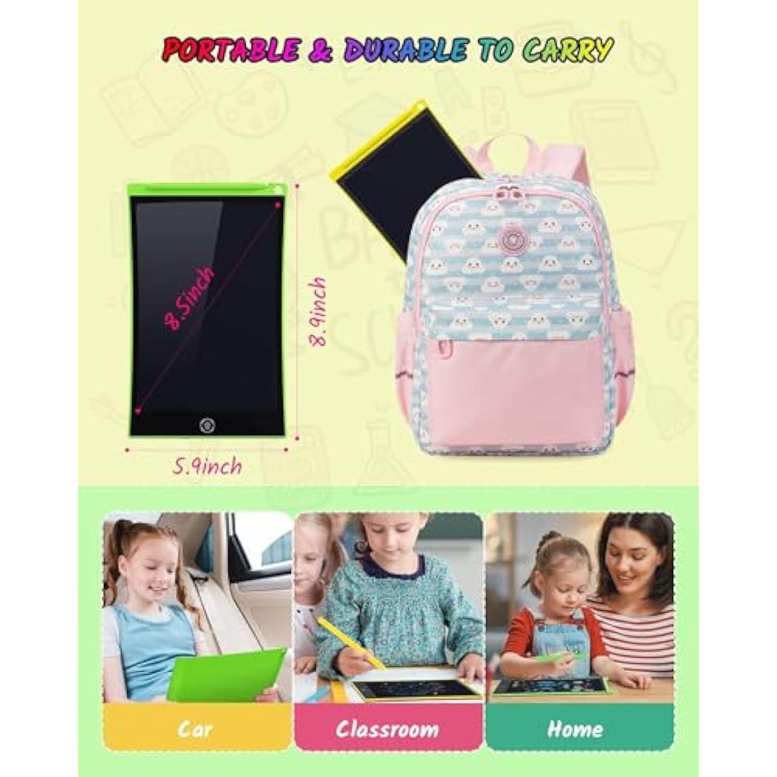 TECJOE 2-Pack LCD Writing Tablet | 8.5 Inch Colorful Doodle Board for Kids