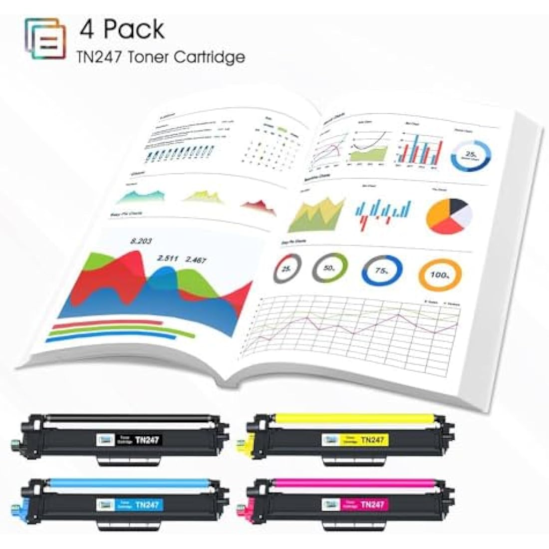 Cool Toner TN247 TN243 Compatible Toner Cartridges for Brother - 4 Pack