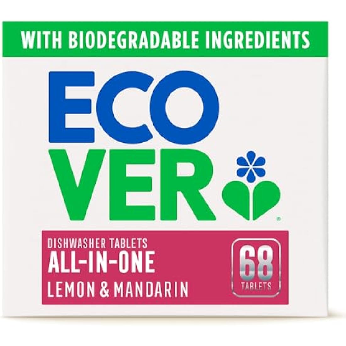 Ecover All-in-One Dishwasher Tablets | Lemon & Mandarin | 68 Pack