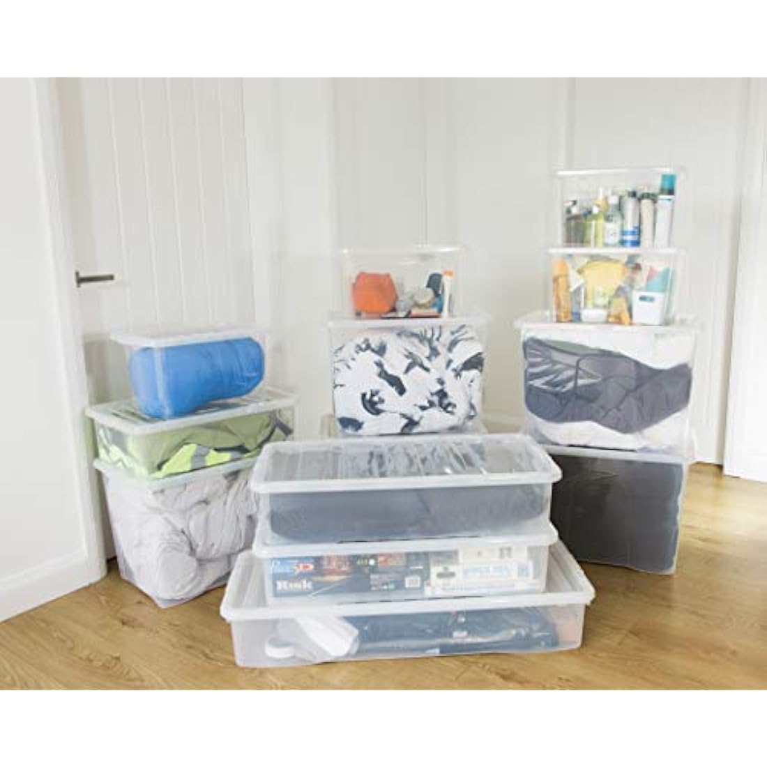 45L Clear Plastic Storage Boxes with Lids - Pack of 4