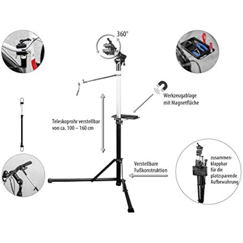 EUFAB 16421 Bike Repair Stand for E-Bikes – Adjustable 30kg Capacity