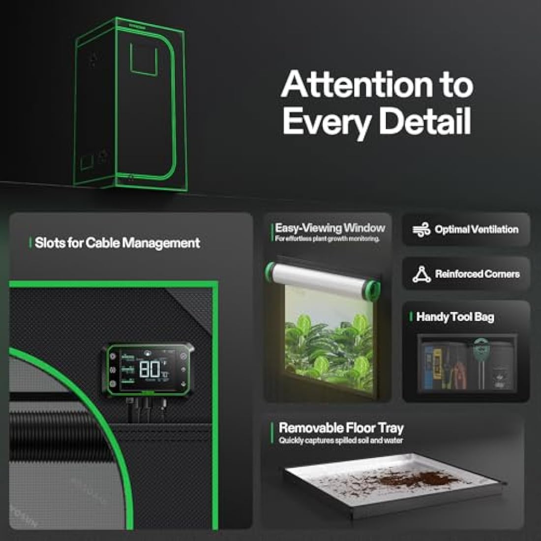 VIVOSUN 36x36x72 Mylar Grow Tent | Reflective Indoor Hydroponic Tent