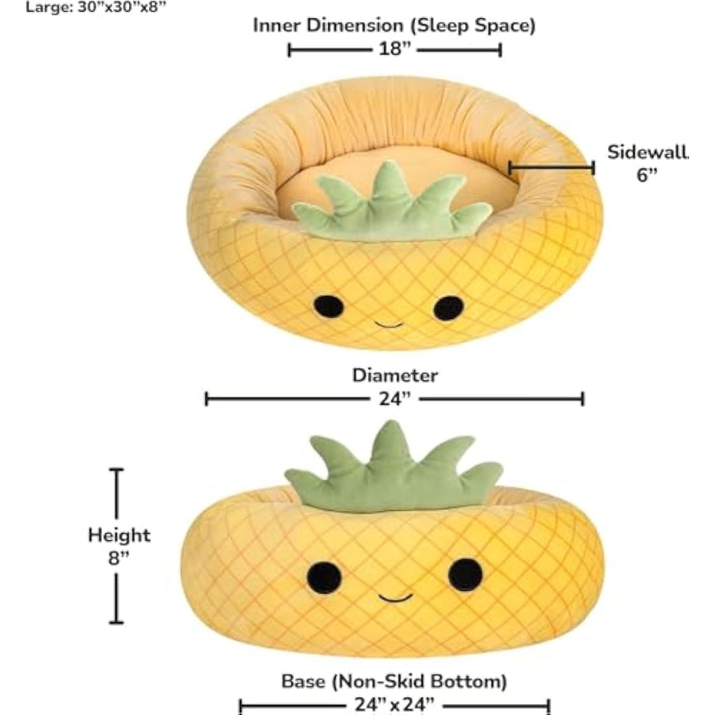 Squishmallows Maui Pineapple Pet Bed – 30-Inch Large Ultrasoft Plush