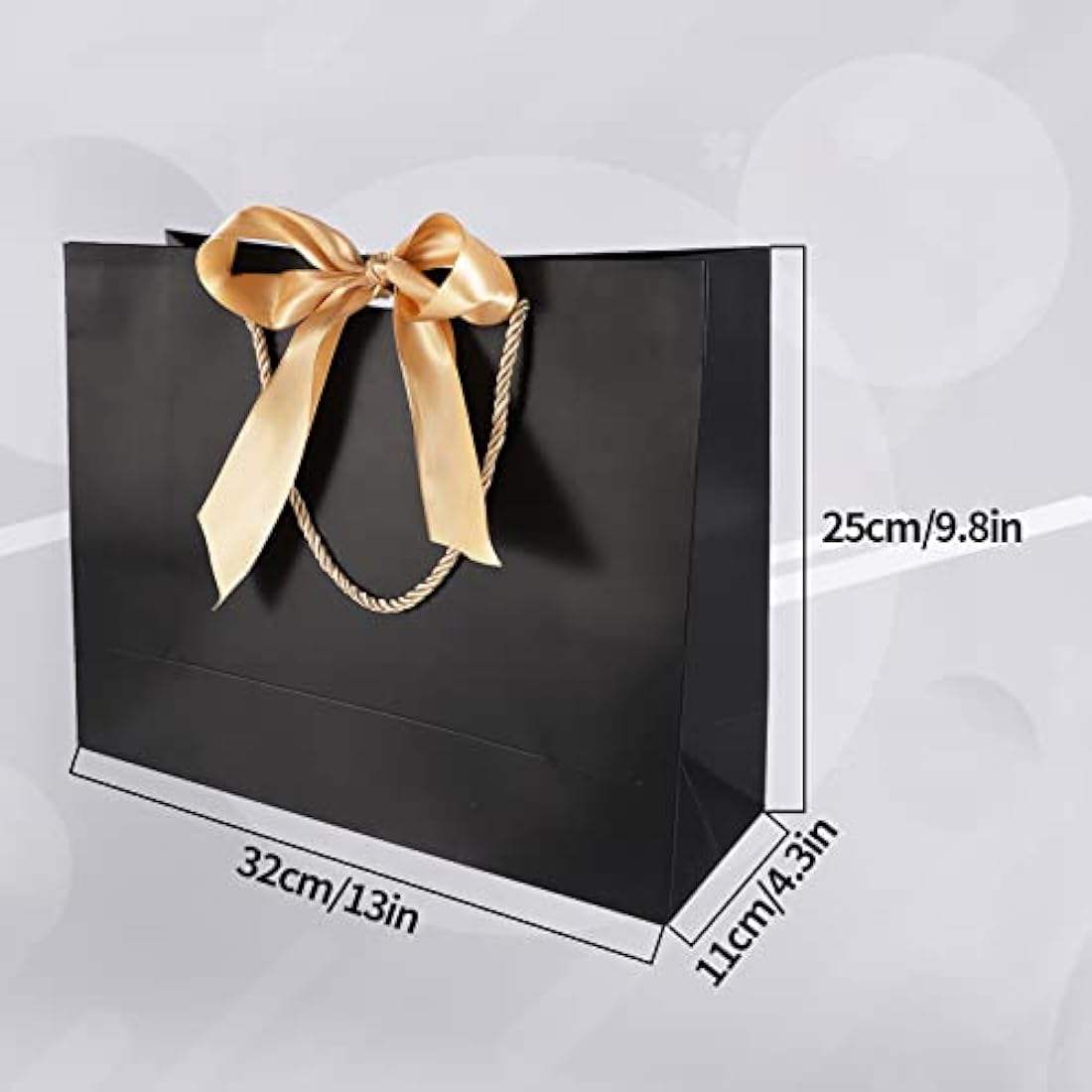 Black Paper Gift Bags with Gold Bows - 10 Pcs, 13x9.8x4.3"