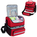 CURMIO Double Layer Medicine Storage Bag | Portable First Aid Organiser, Red