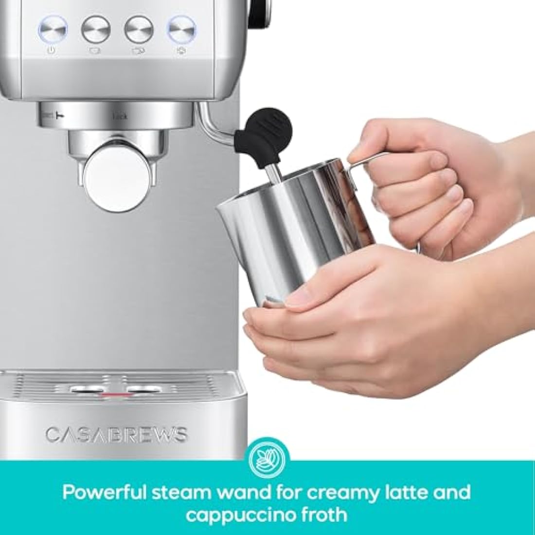 Casabrews 20-Bar Espresso Machine | Stainless Steel Latte Maker with Frother