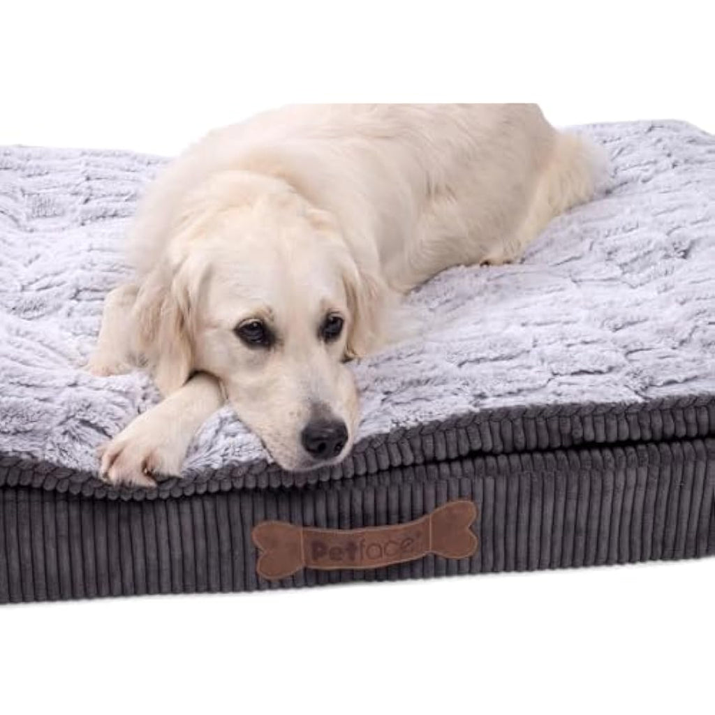 Petface Luxury Memory Foam Dog Bed – Washable Orthopedic Bed, Grey, Medium