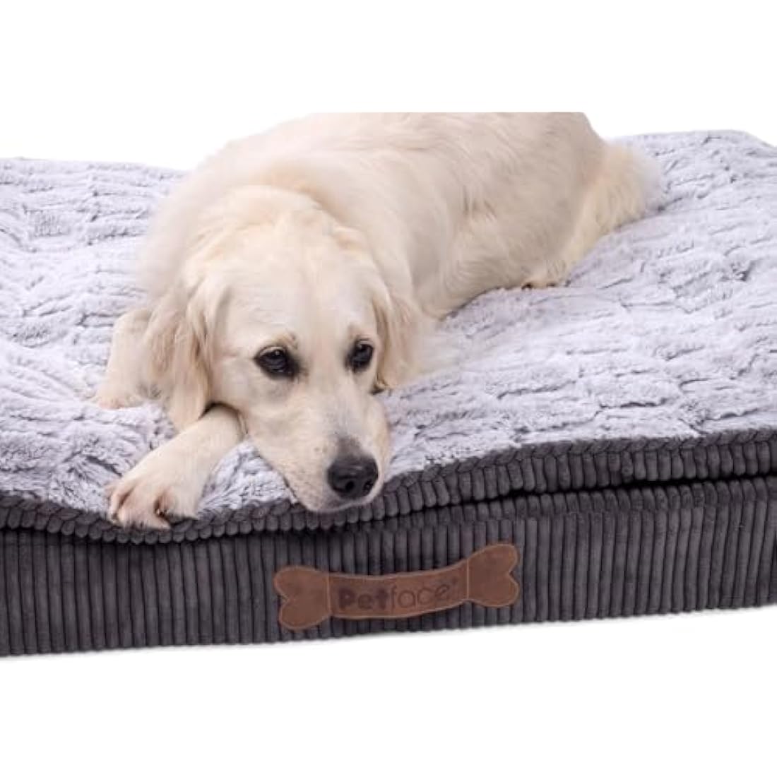 Petface Luxury Memory Foam Dog Bed – Washable Orthopedic Bed, Grey, Medium