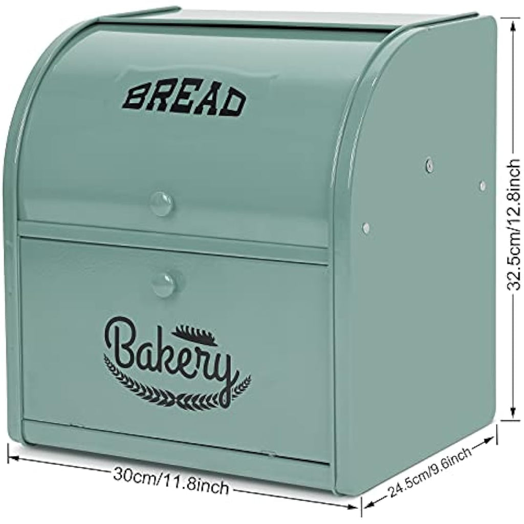 Jolof Store Double Layer Bread Bin – Large Black Stainless Steel Box
