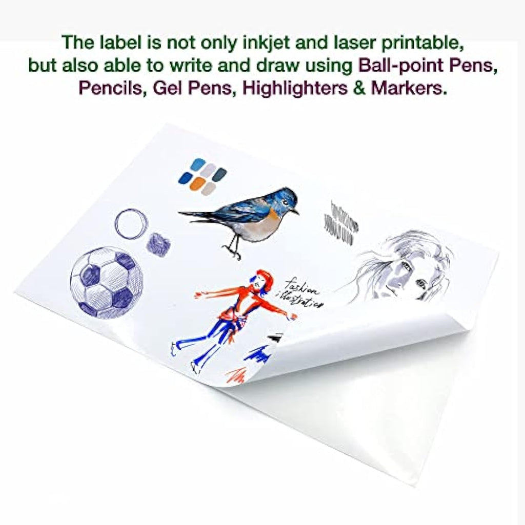 Evergreen Goods A4 Glossy White Sticker Paper - 50 Sheets Splashproof