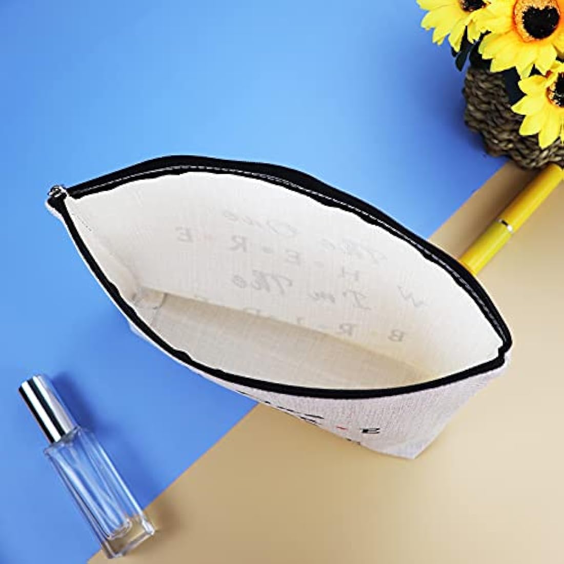 Bride Makeup Bag – Canvas Travel Toiletry Pouch for Bridal Shower