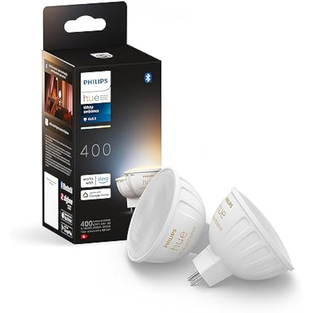 Philips Hue MR16 Smart LED Spot Bulbs – Warm to Cool White – 2 Pack