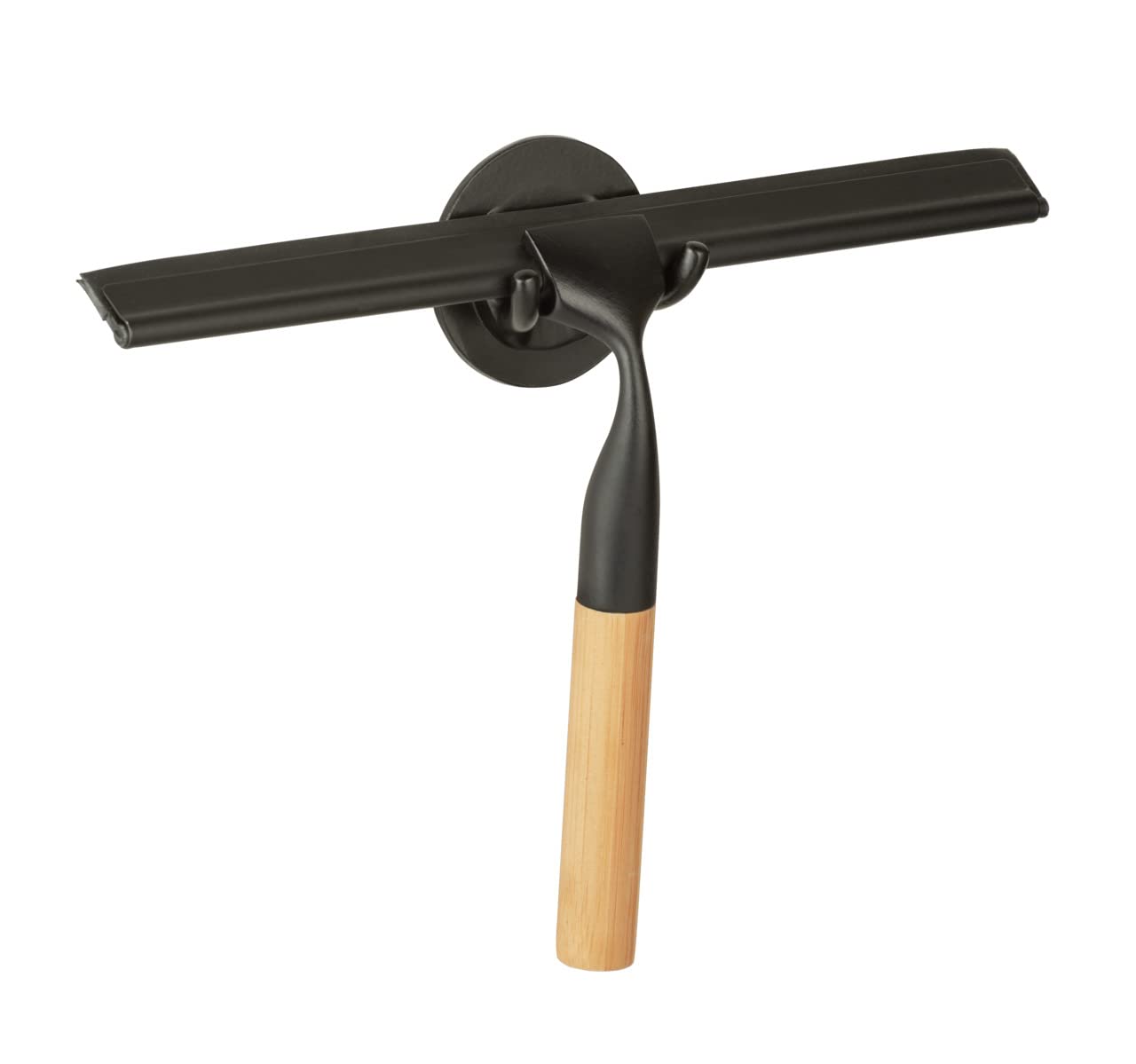 WENKO Terrazzo Black Shower Squeegee | Stainless Steel & Bamboo
