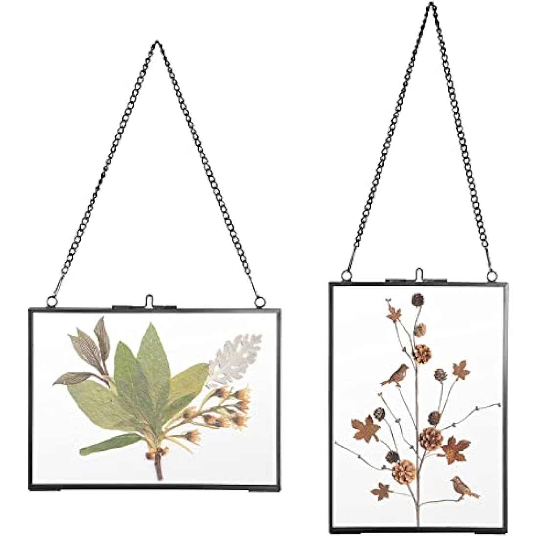 Black Glass Hanging Photo Frames - Set of 2 Floating 5x7