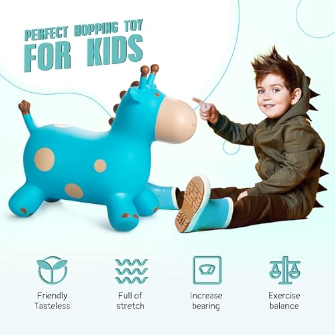 U&C Planet Inflatable Giraffe Hopper – Bouncy Ride-on Toy for Toddlers