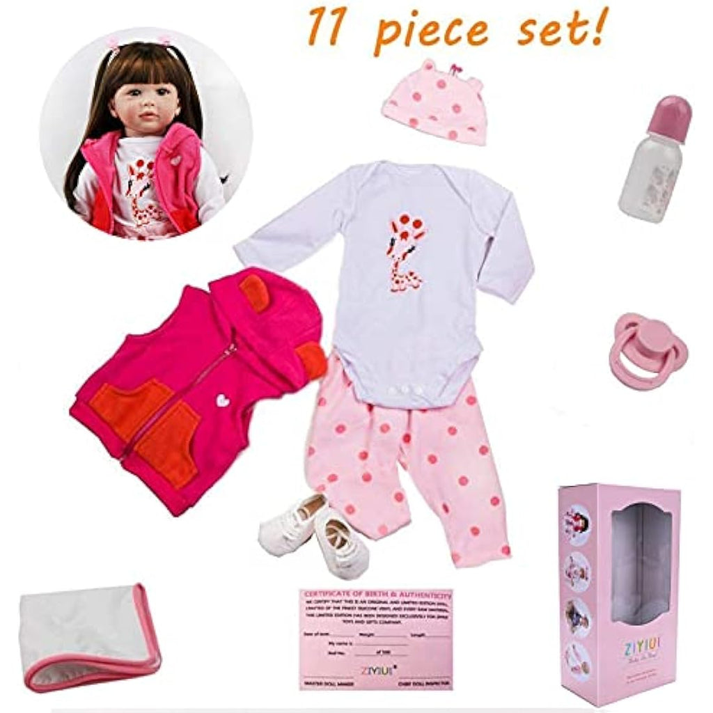 ZIYIUI 24 Inch Reborn Baby Doll | Realistic Soft Silicone Vinyl Girl