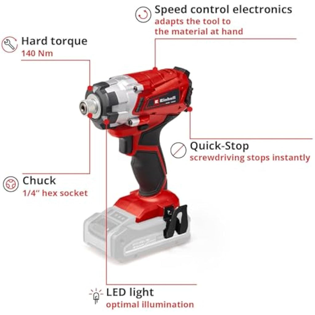 Einhell Power X-Change 18V Cordless Impact Driver – 140Nm, 1/4" Hex