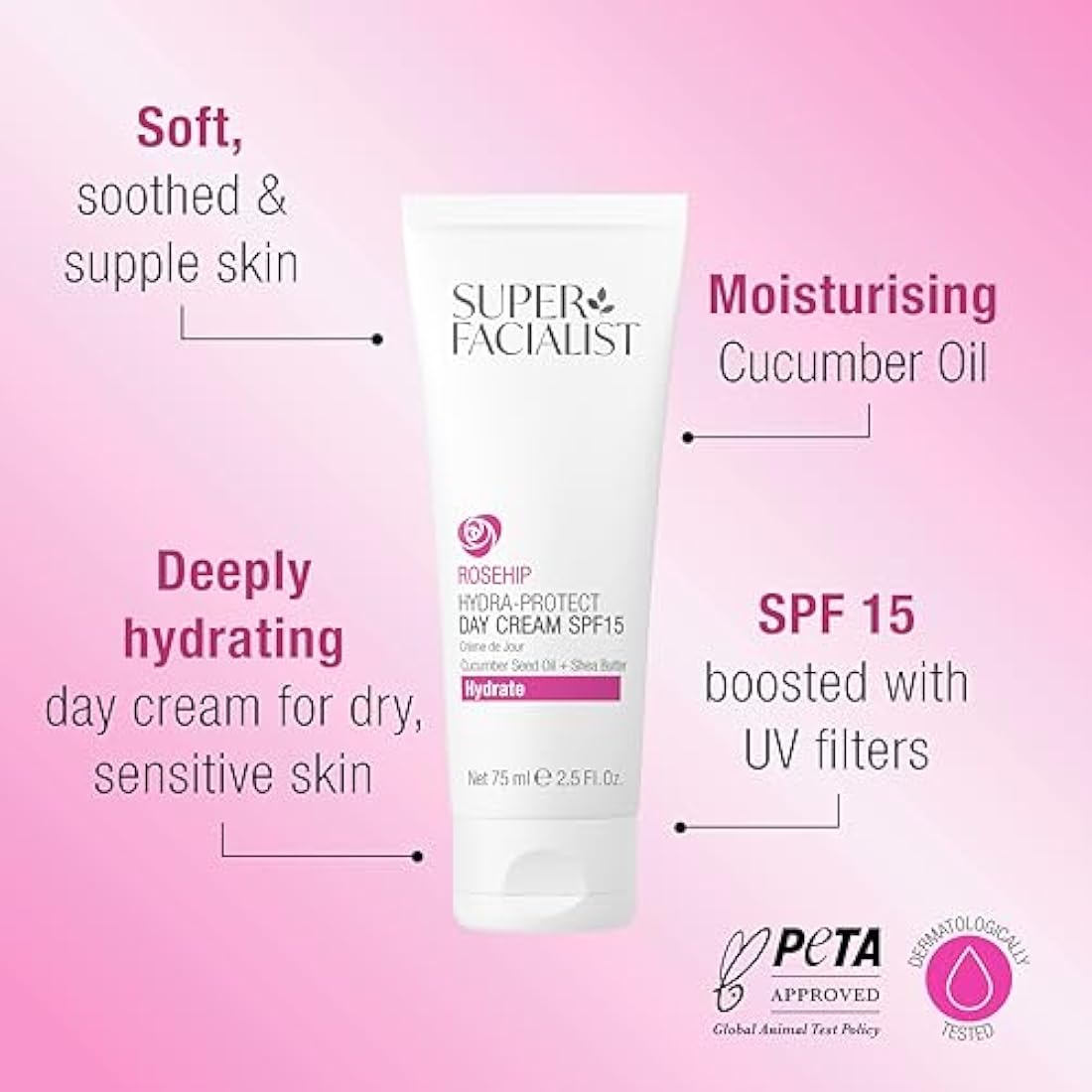 Super Facialist Rosehip Hydrate Radiance Day Cream SPF15 - 75ml