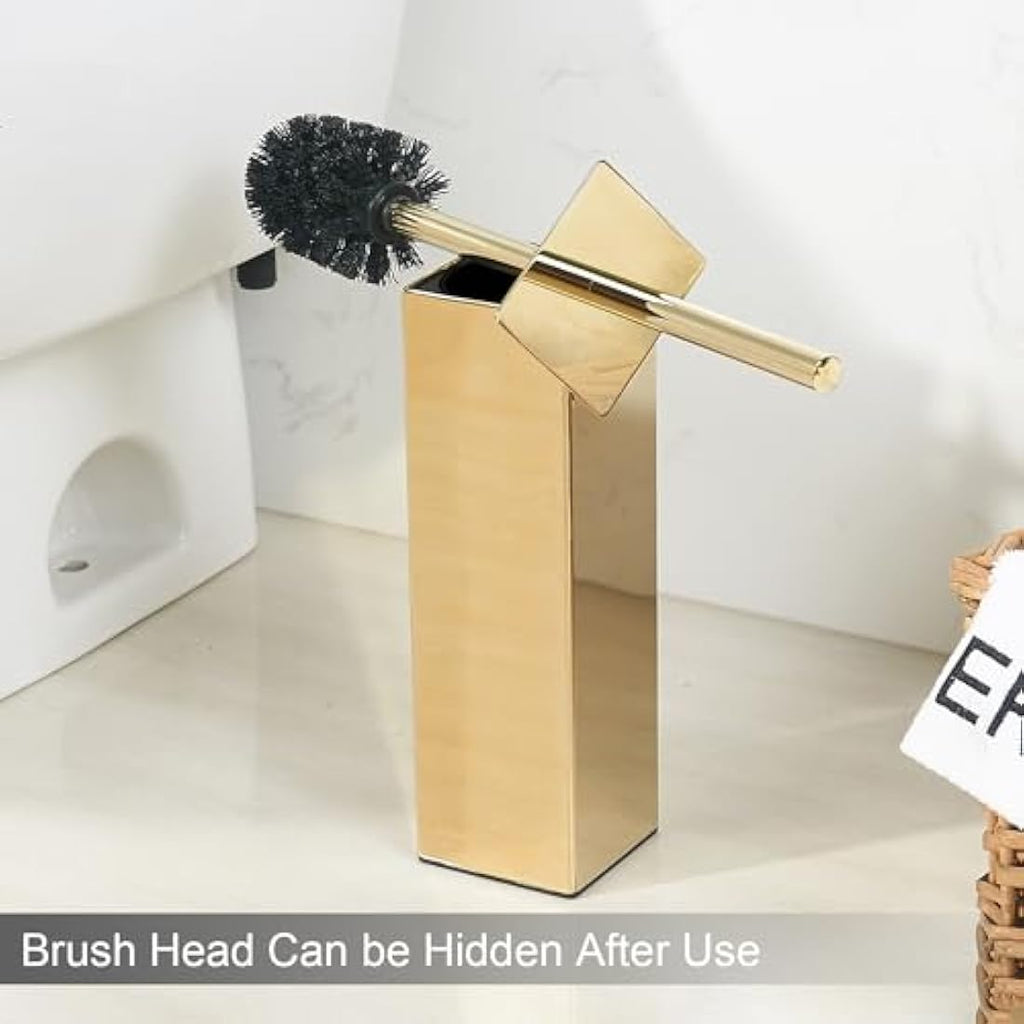BGL Gold Stainless Steel Square Floor Standing Toilet Brush Holder