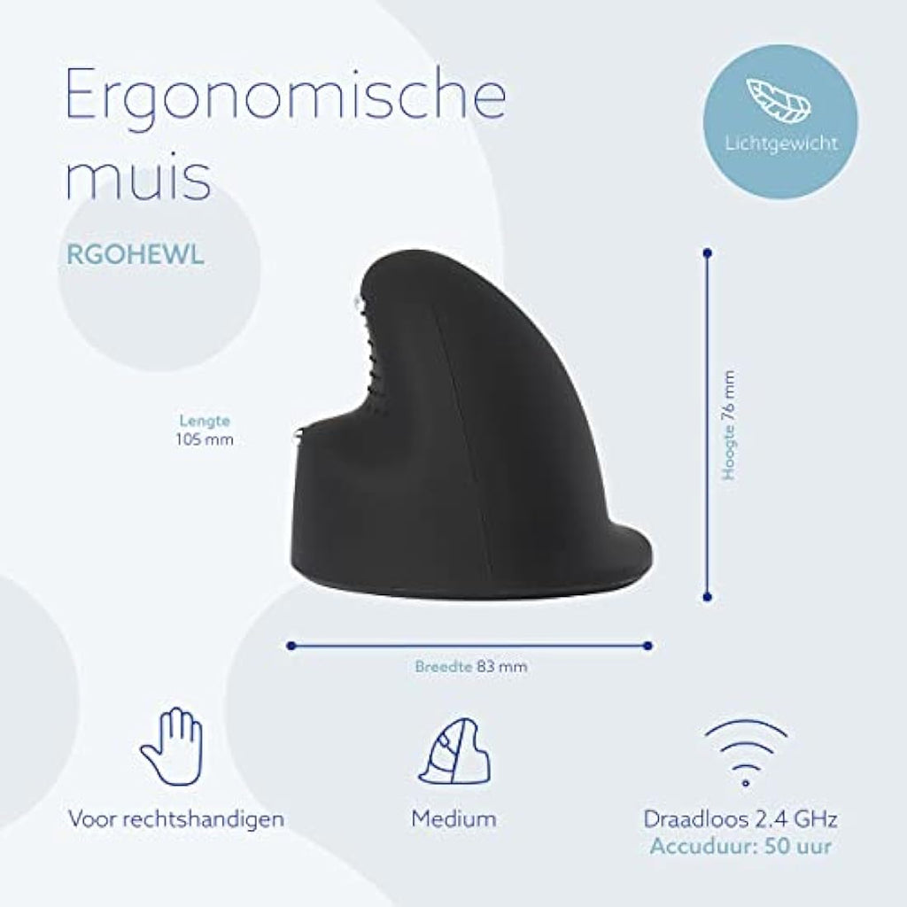 R-Go HE Vertical Ergonomic Mouse | Wireless Right-Handed Mouse