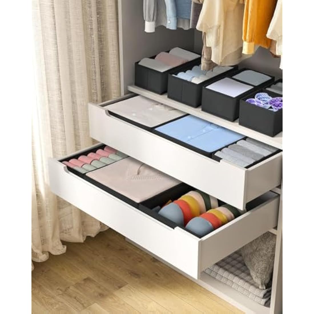 12 Pack Foldable Fabric Drawer Organisers for Wardrobes