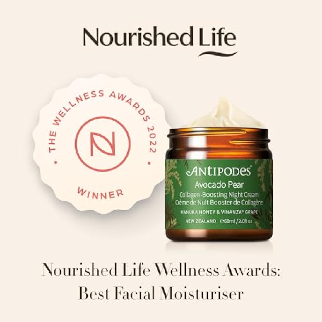 Antipodes Avocado Pear Nourishing Night Cream – Organic Moisturizer 60ml