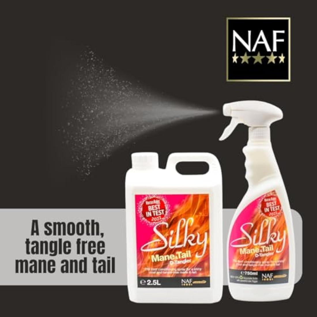 NAF Silky Mane & Tail D-Tangler Spray – 750ml Horse Conditioning Spray