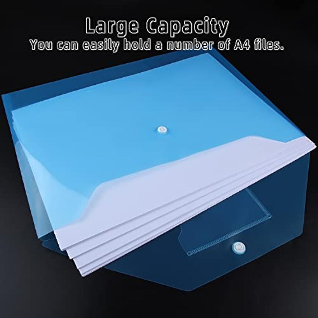 A4 Plastic Wallets – 6 Pack Waterproof Popper Folders