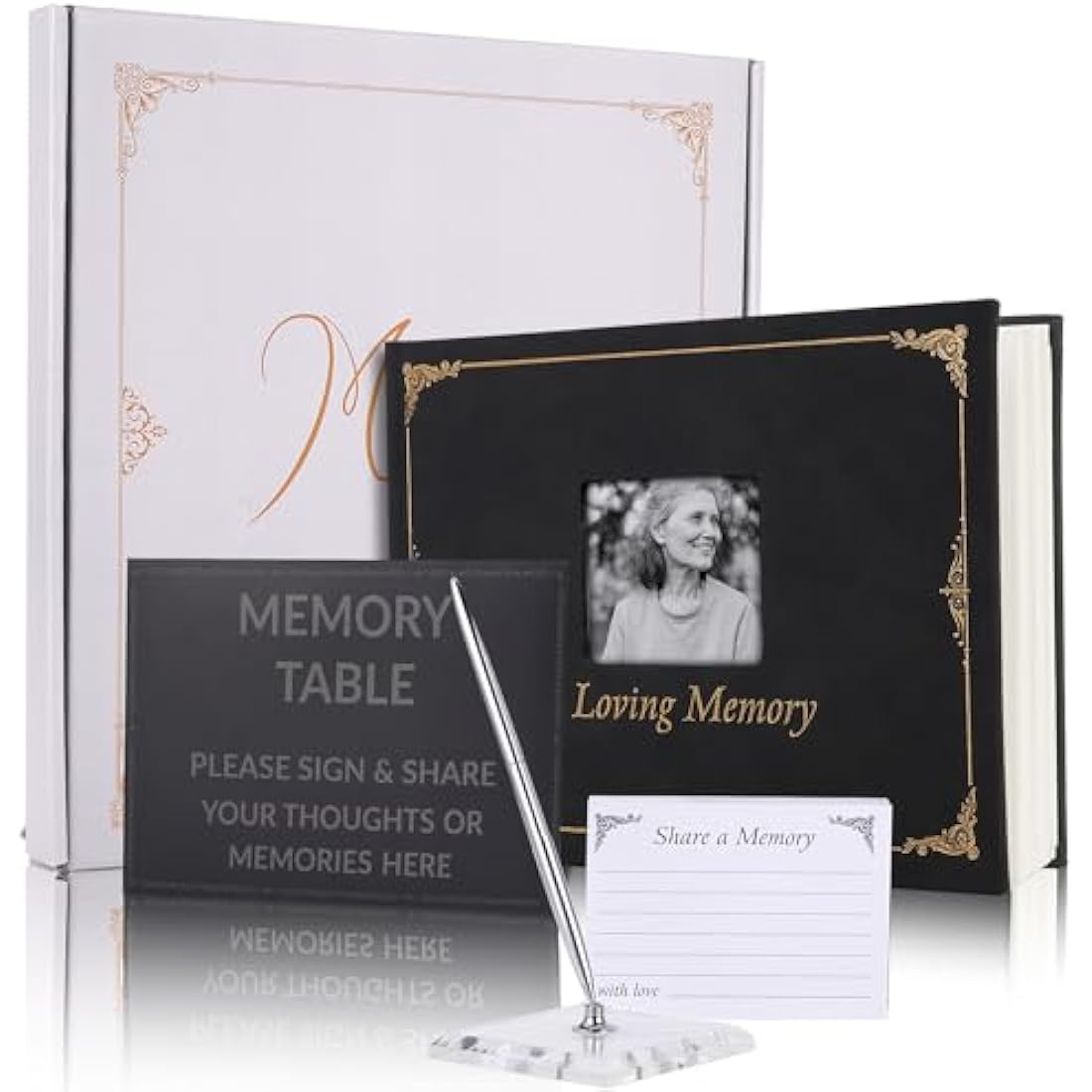 Jolof Store Funeral Guest Book – Leather Memorial Memory Book with Pen