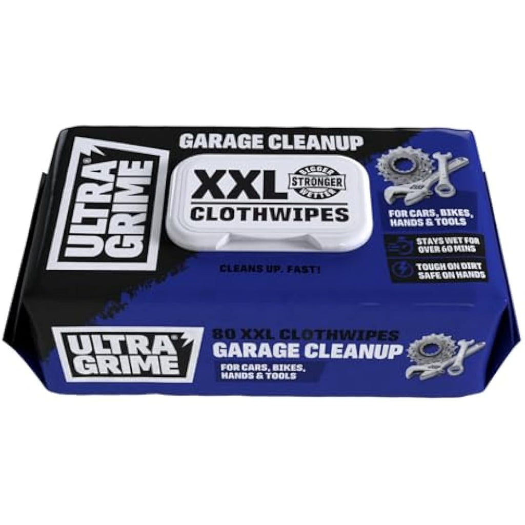 UltraGrime Garage XXL Heavy Duty Wipes – 80 Thick Degreaser Cloths