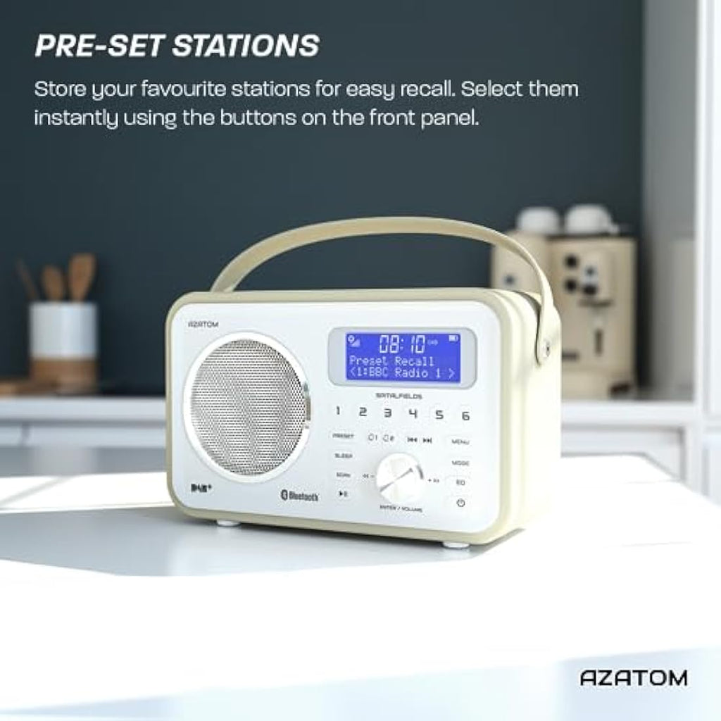 Azatom Spitalfields 2 DAB/DAB+ & FM Portable Radio - Bluetooth, White