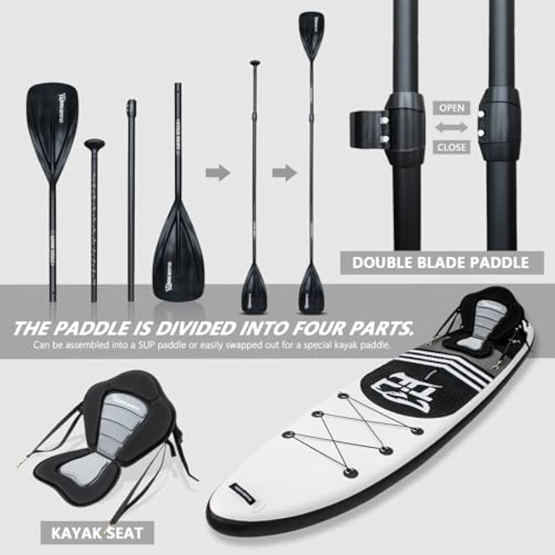 TigerxBang Inflatable Stand Up Paddle Board with Kayak Seat – 320cm ISUP