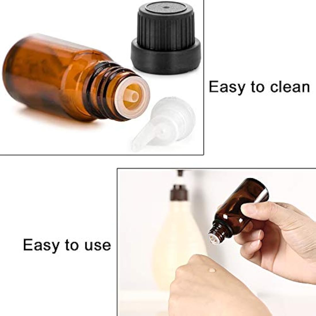 10ml Amber Glass Essential Oil Bottles with Dropper - 10 Pack